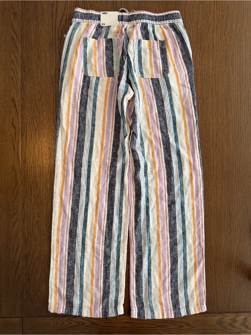 NWT Old Navy High-Waisted Linen-Blend Multi-Stripe Colored Wide-Leg Pants - Picture 2 of 5
